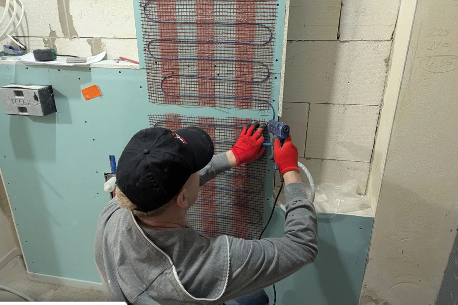 Montaż maty grzejnej na ścianie w łazience