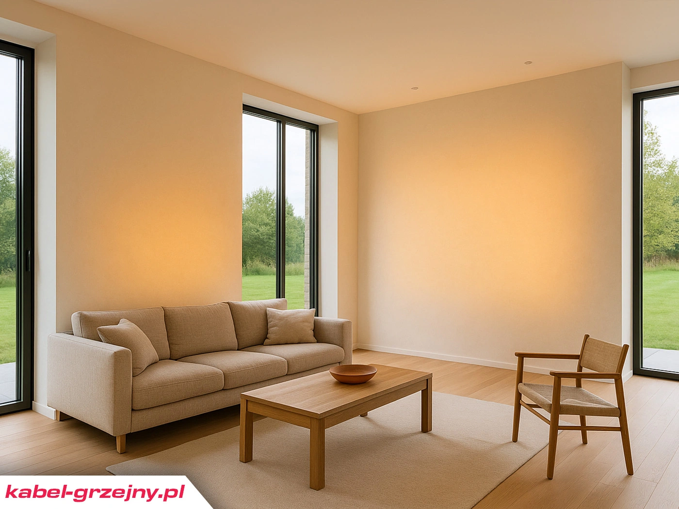 elektryczne ogrzewanie ścienne w salonie