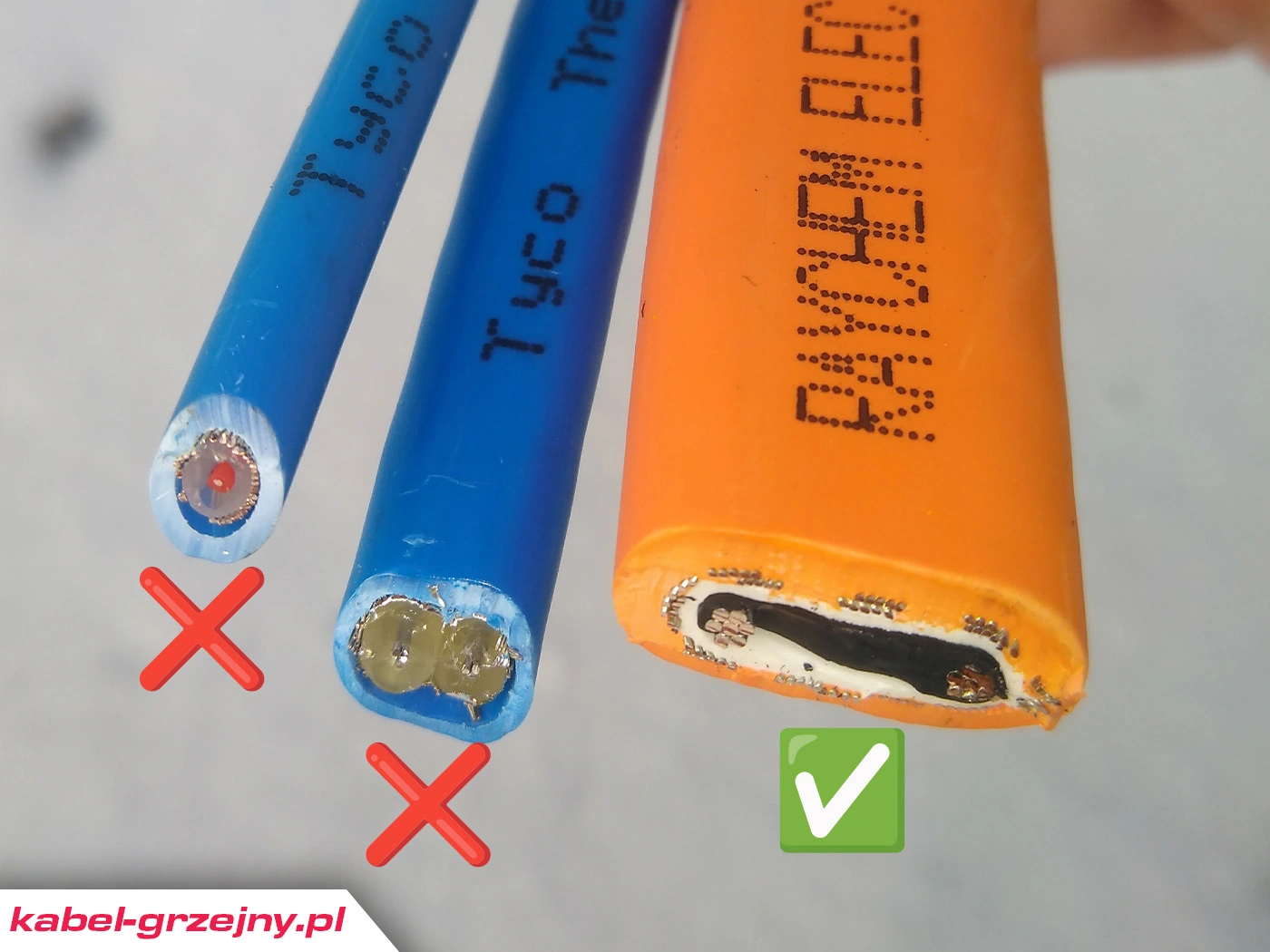 Czy kabel grzejny może się dotykać lub krzyżować?