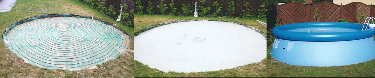 Ogrzewanie elektryczne pod basenem ogrodowym z PVC